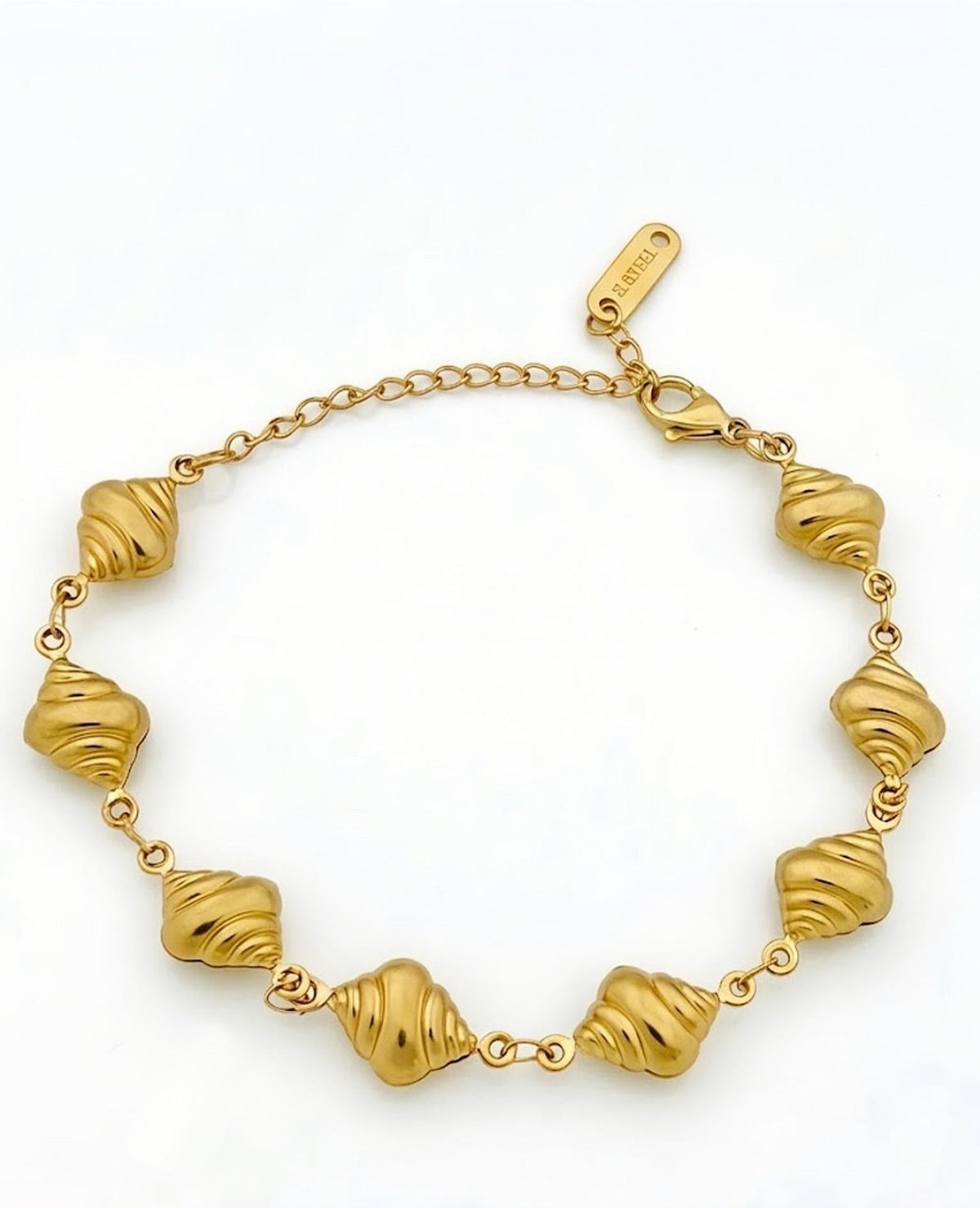 Gold With Texture Beads Stainless Steel Bracelet