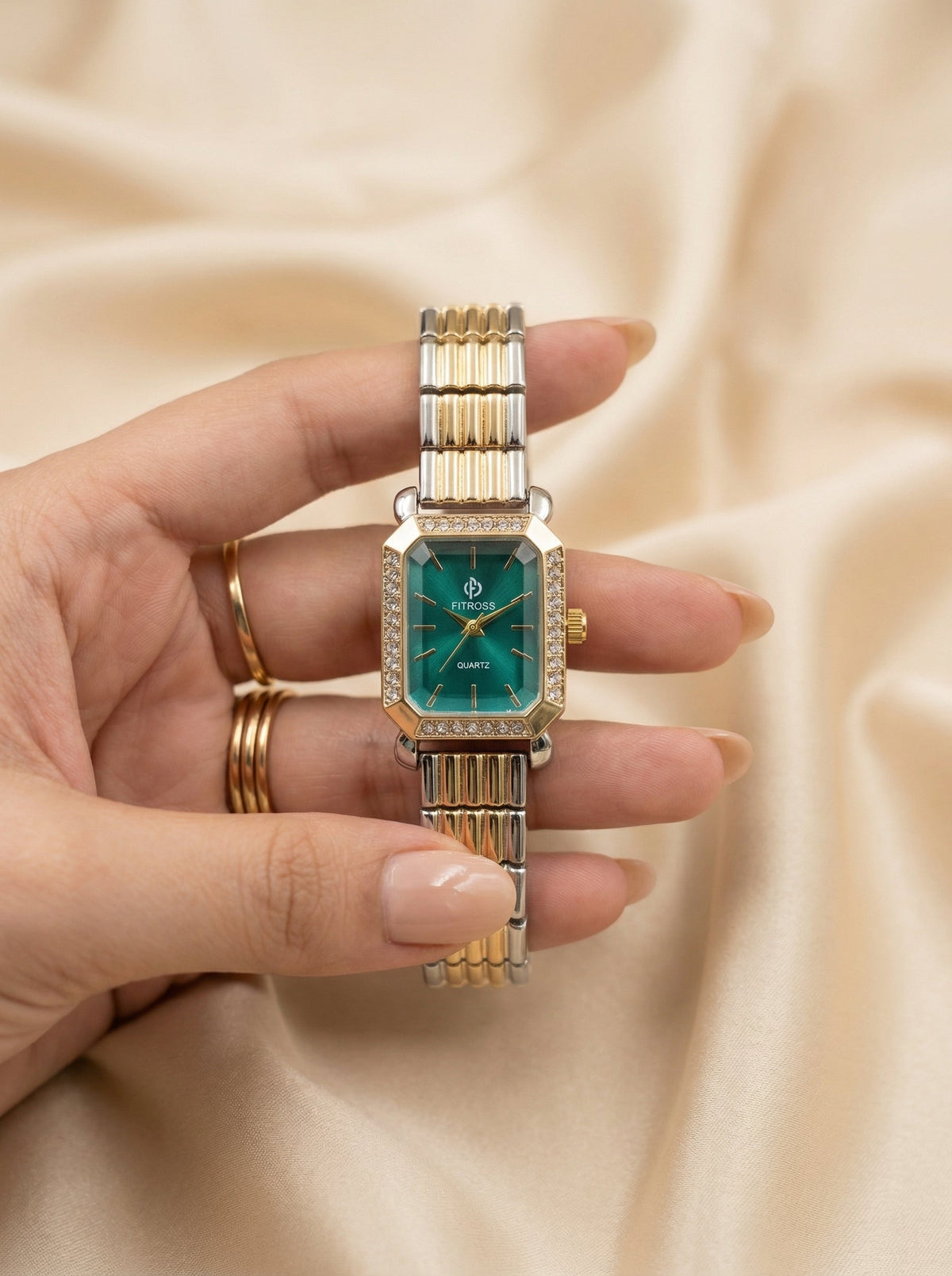 Fitross Green Dial Women Watch - Two Tone