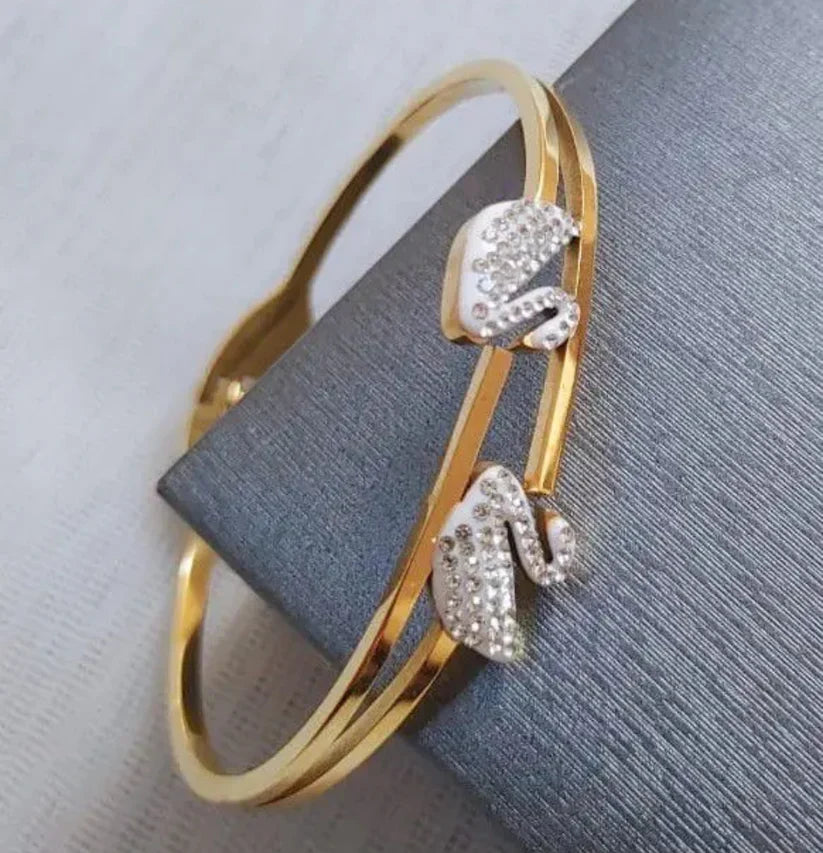 White Double Swan Bracelet