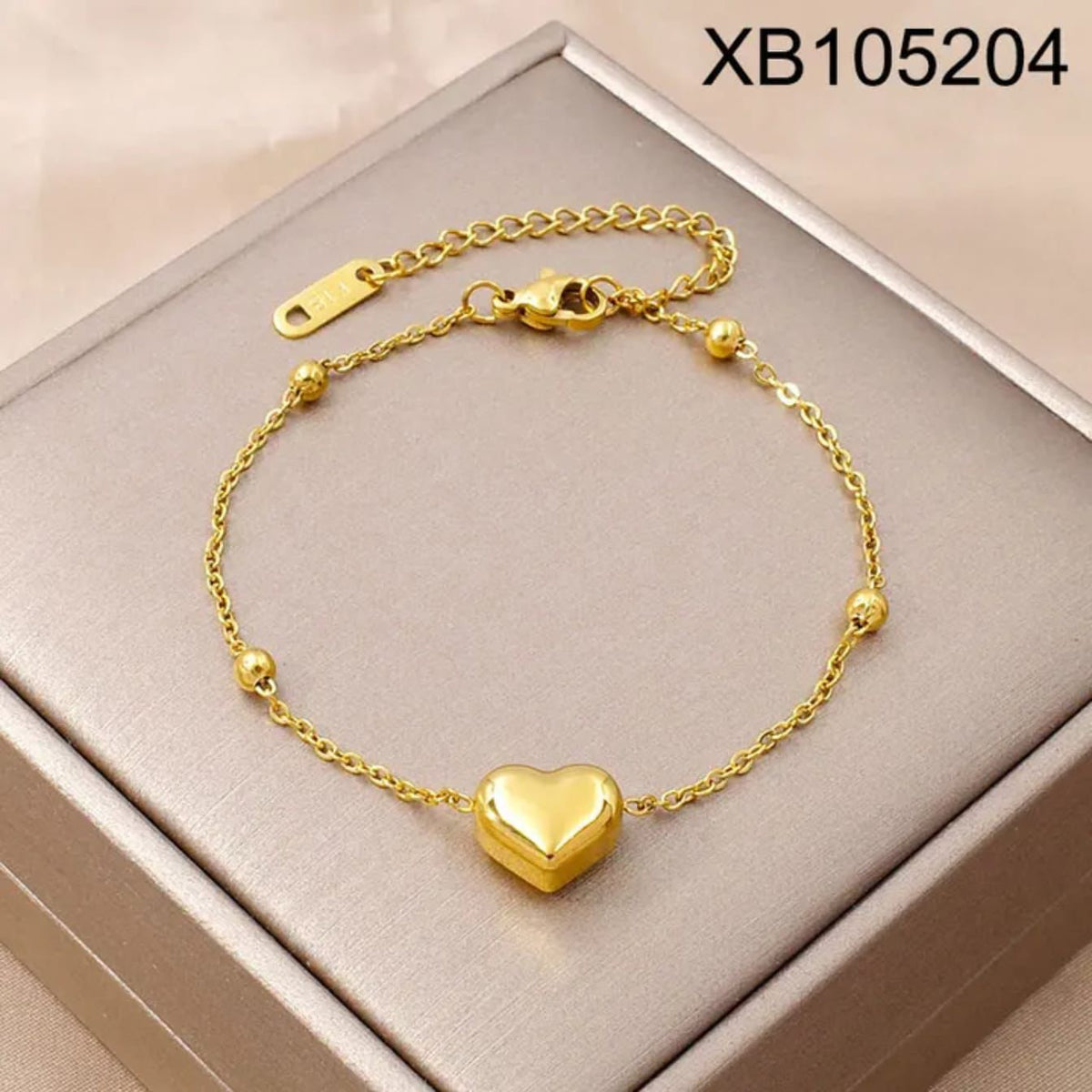 Gold Bracelet With Heart Charm Stainless Steel