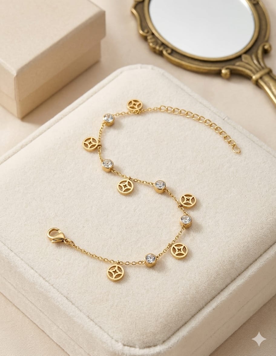 Gold Bracelet With Charm Stainless Steel