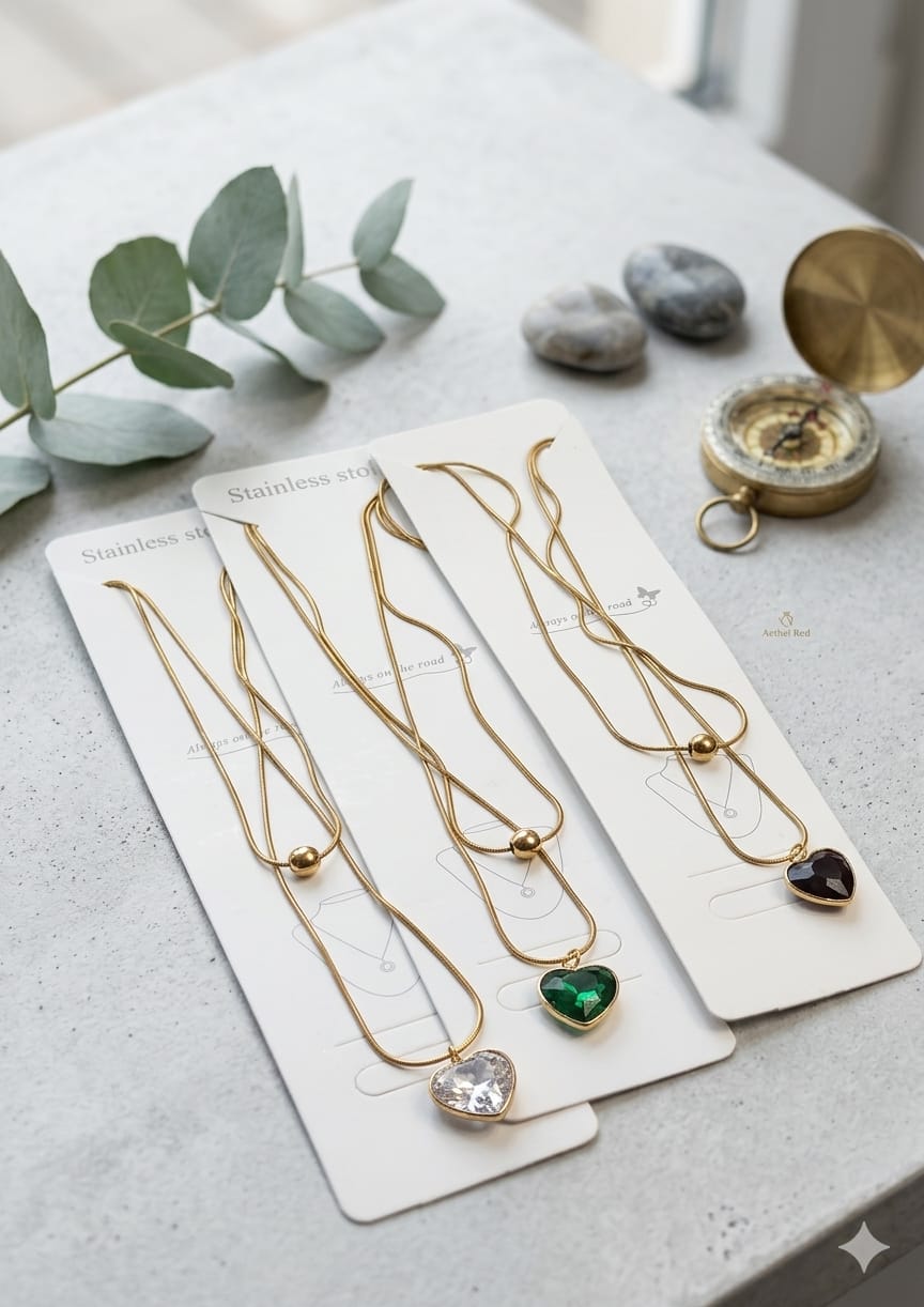 Gold Heart Shaped Stainless Steel Neclace