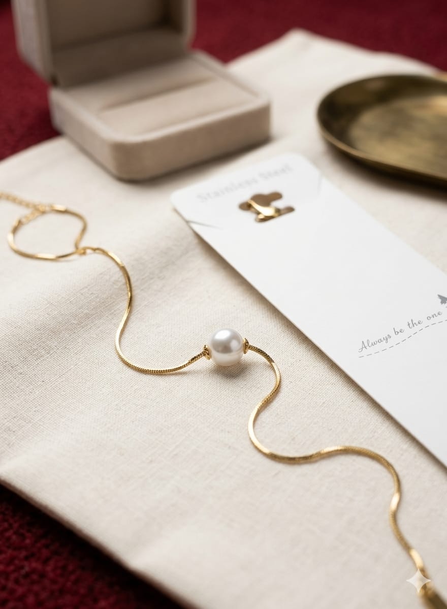 Gold Bracelet With A Pearl Stainless Ssteel