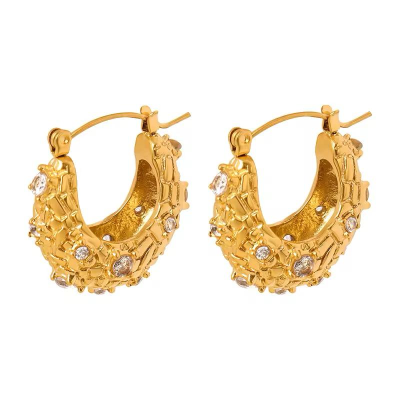 White Stone Stainless Steel Earrings