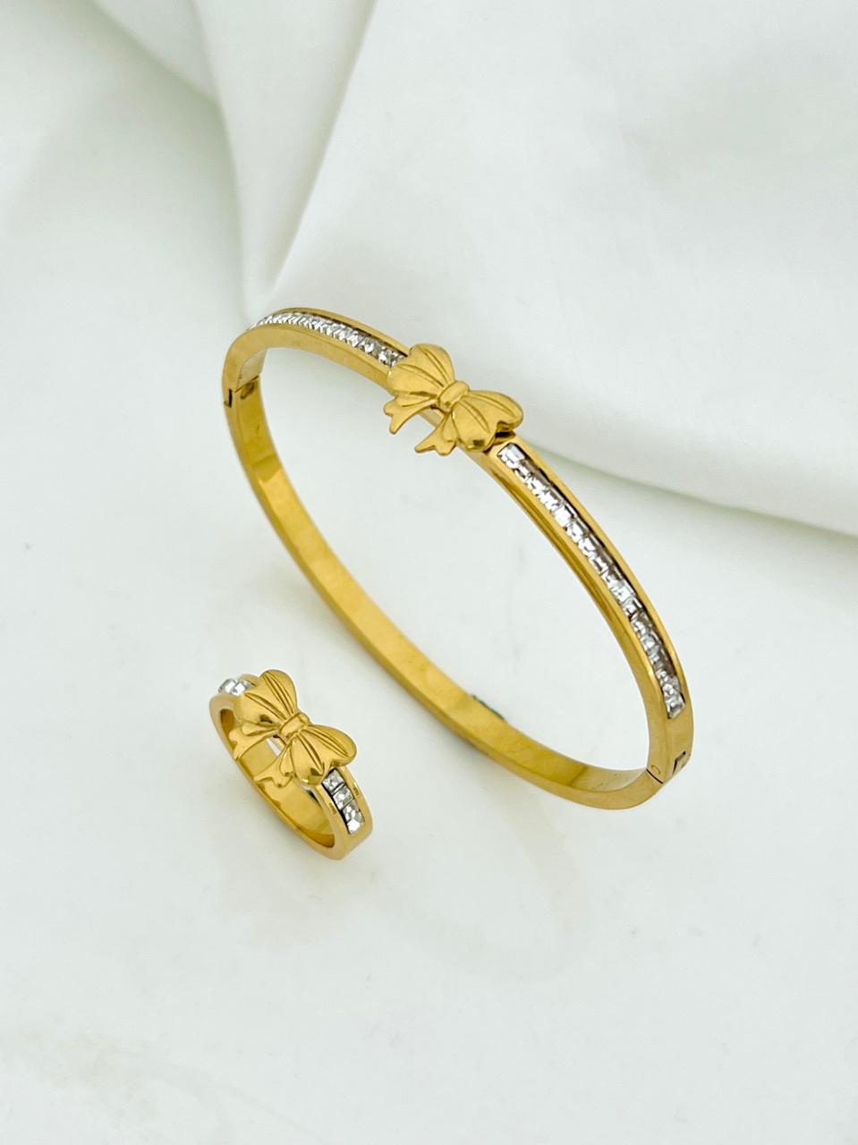 Twinkle Stainless Steel Bangle & Ring Set