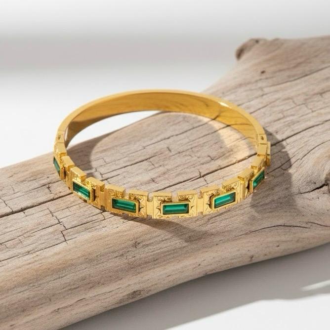 Green Diamond Stainless steel Bangle