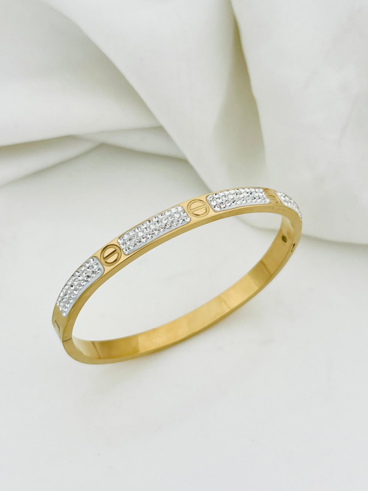 White Stone Stainless Steel HandCuff