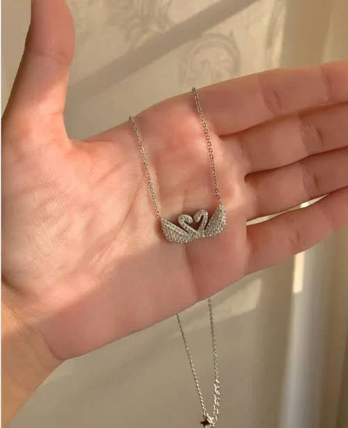Double Swan White Necklace