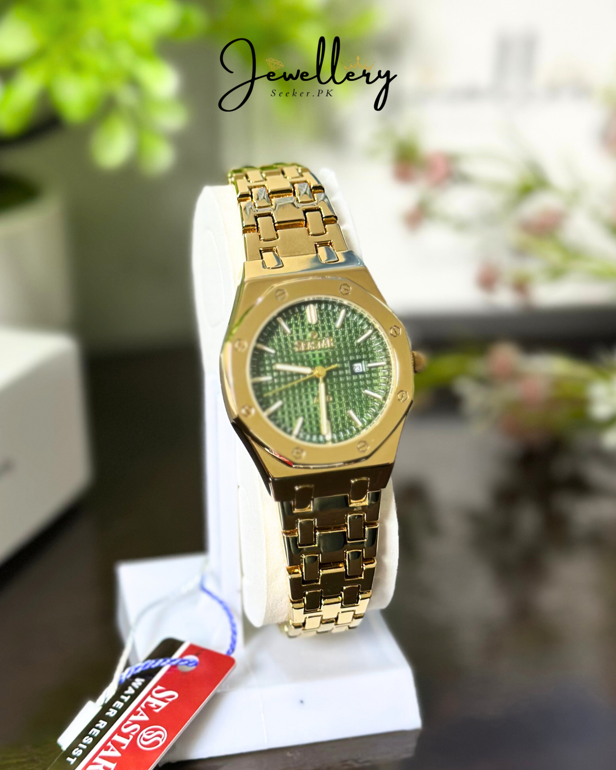 Seastar Golden Premium Women Watch (Green Dial)