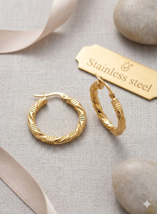 Curly Golden Stainless Steel Earing