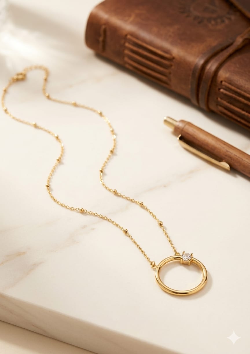 Gold With Circular Pendant Stainless Steel