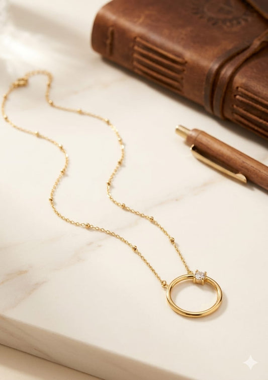 Gold With Circular Pendant Stainless Steel