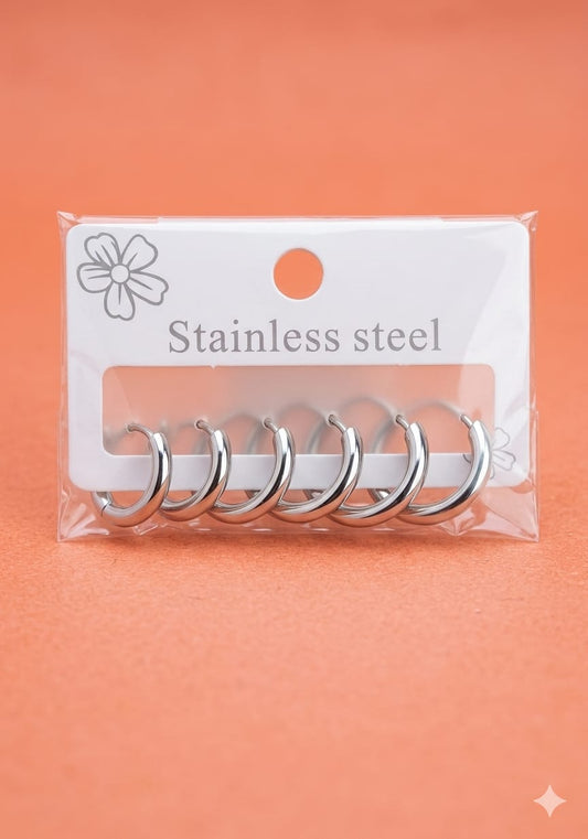 Packaged Stainless Steel Earing Silver
