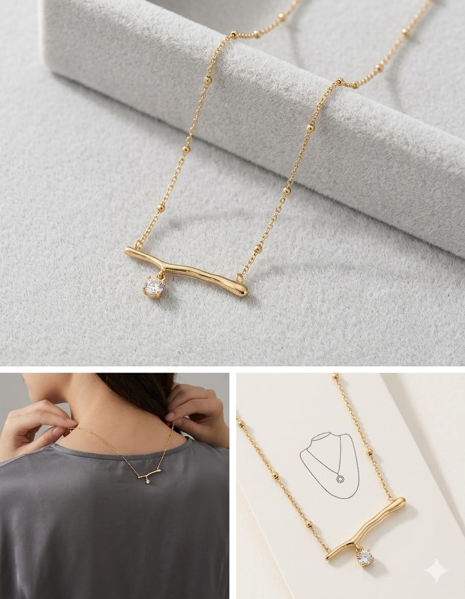 Gold Neclace With A Small Pendent Stainless Steel