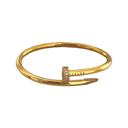 Nail Half Stone Bangle Stainless Steel