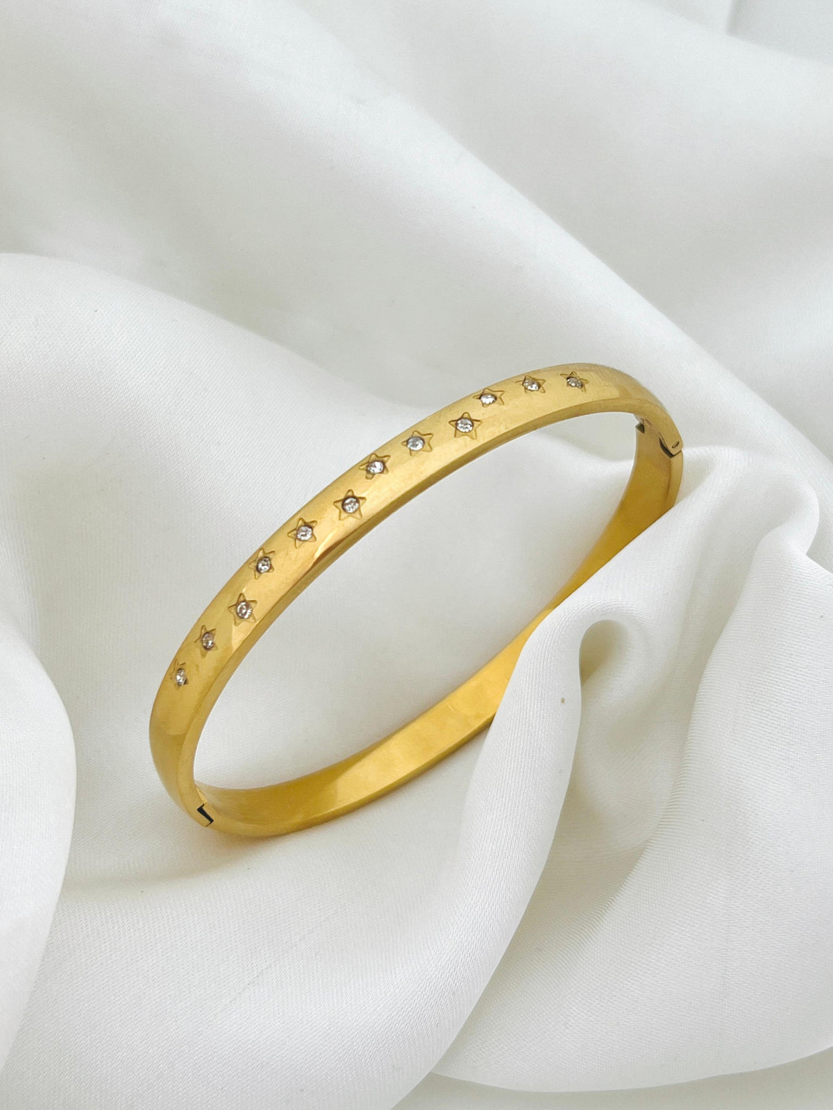 Mini White Stone Stainless Steel Bangle