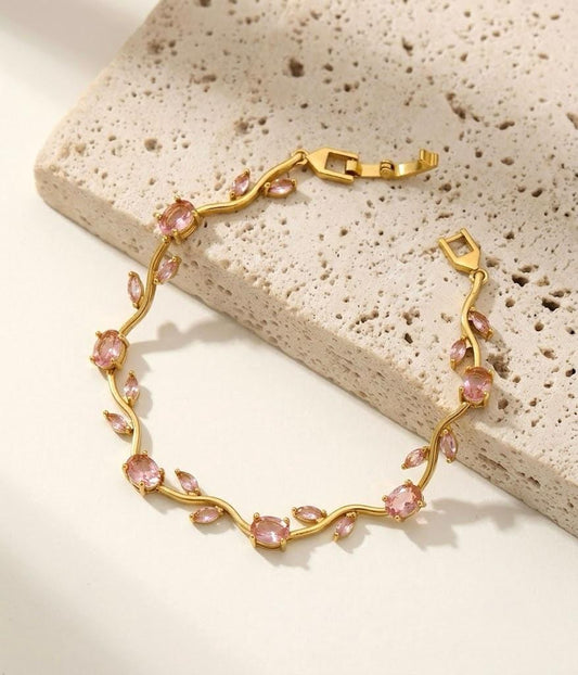 Pink Leave Stainless Steel Bracelet