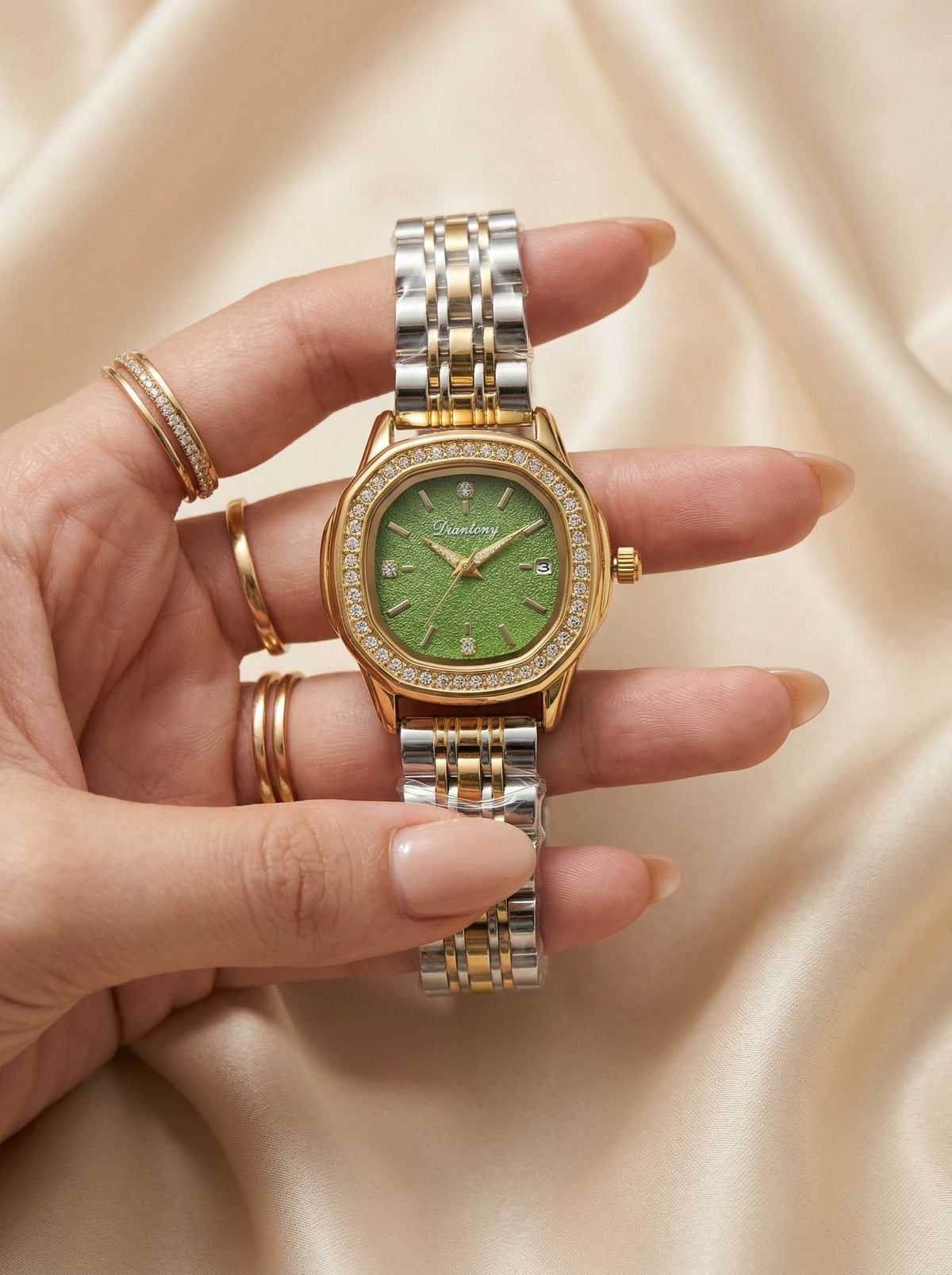 Square Dial Women Watch- Two Tone