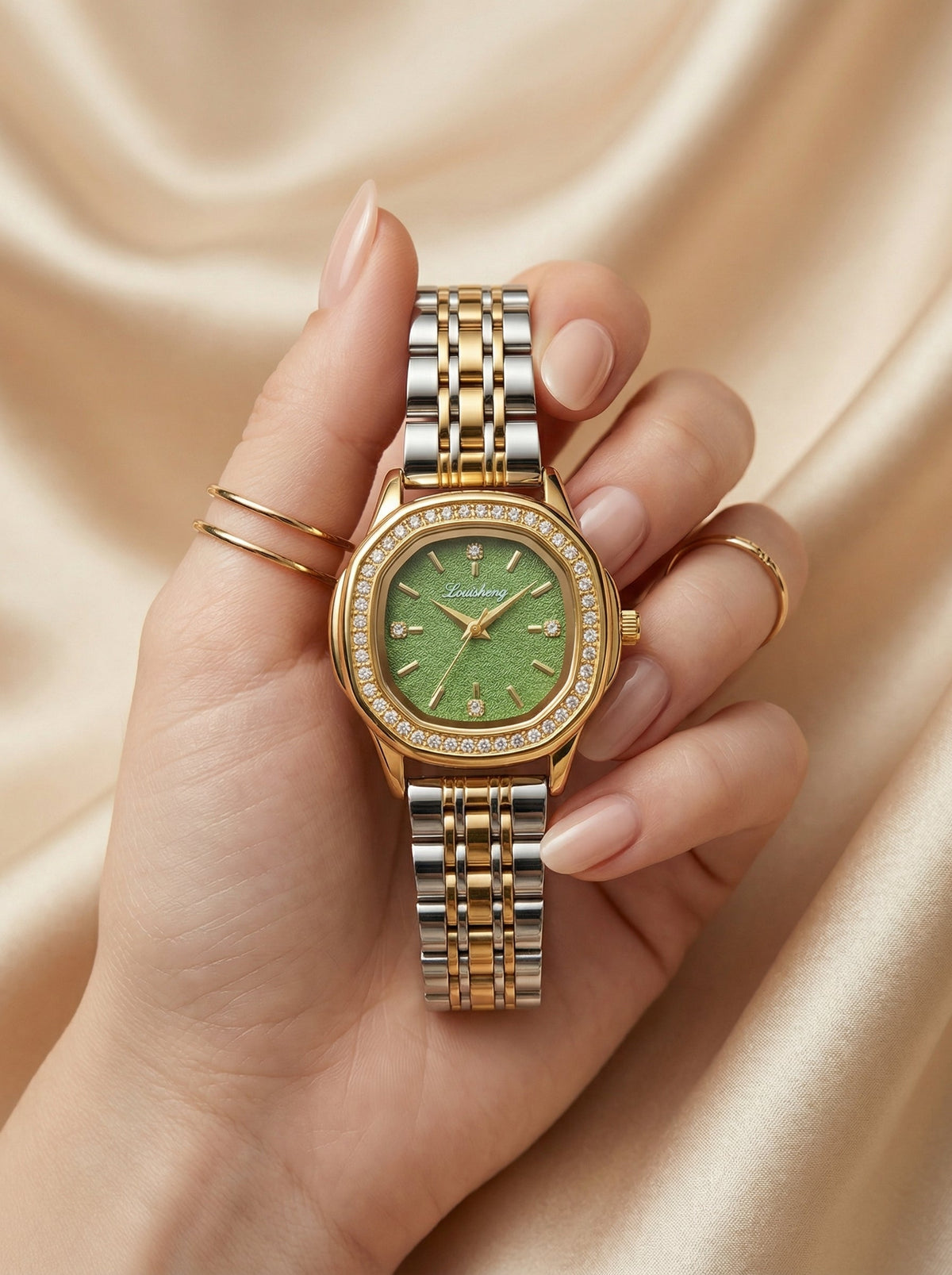 Square Dial Women Watch- Two Tone