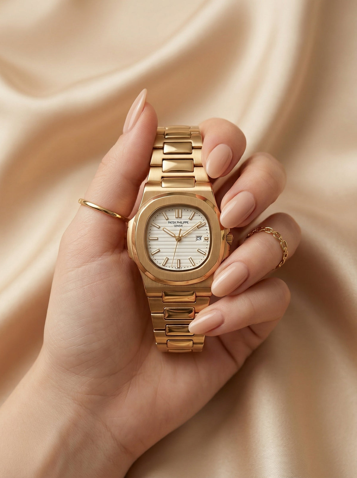 Patek philippe Square White Dial Women Watch- Golden