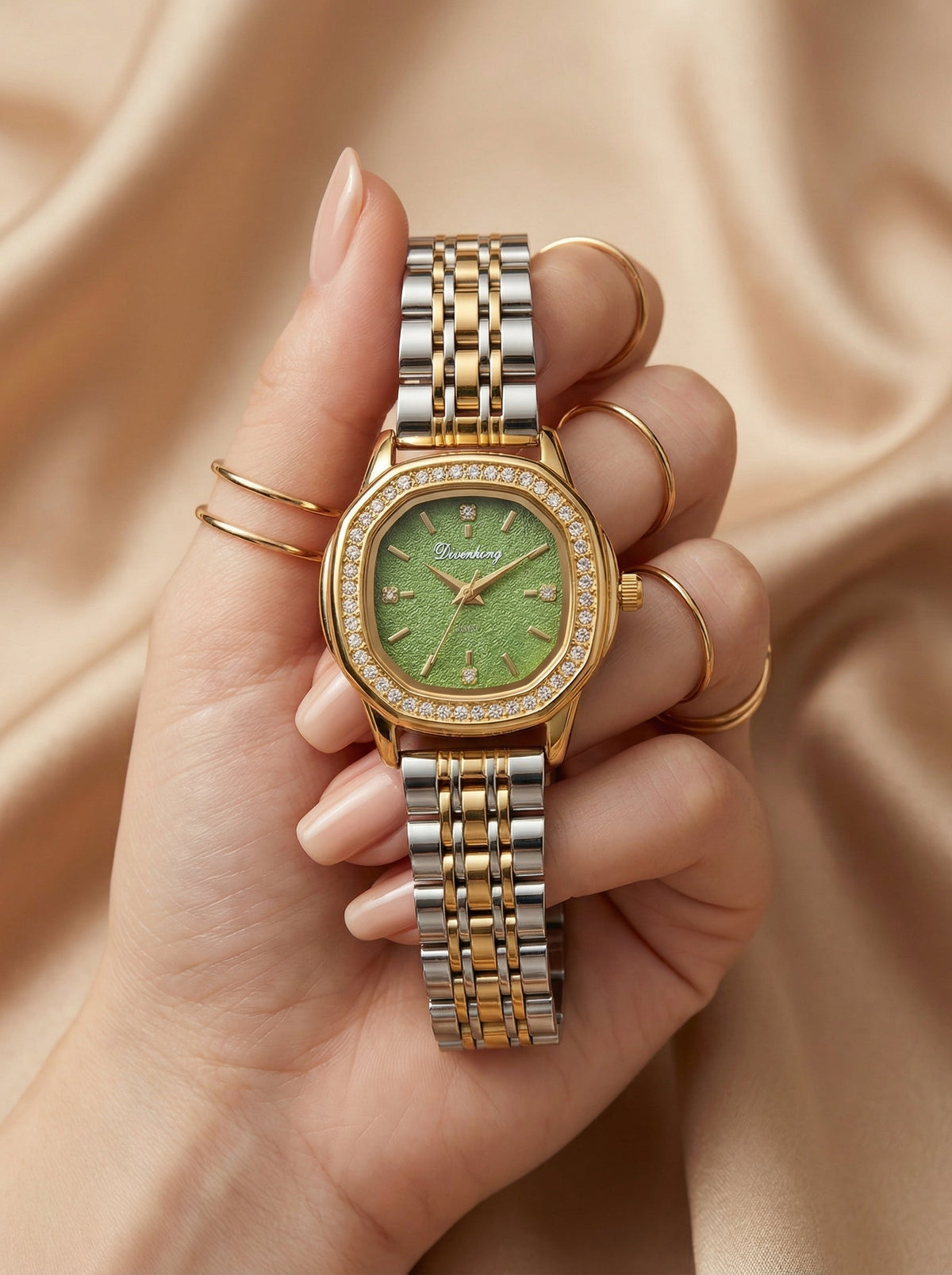 Square Dial Women Watch- Two Tone