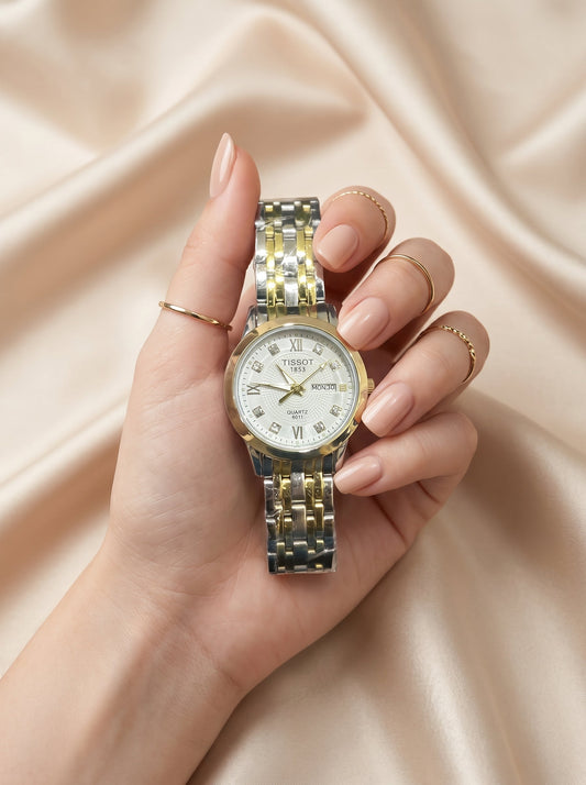 Mini White Dial Two-Tone Women Watch