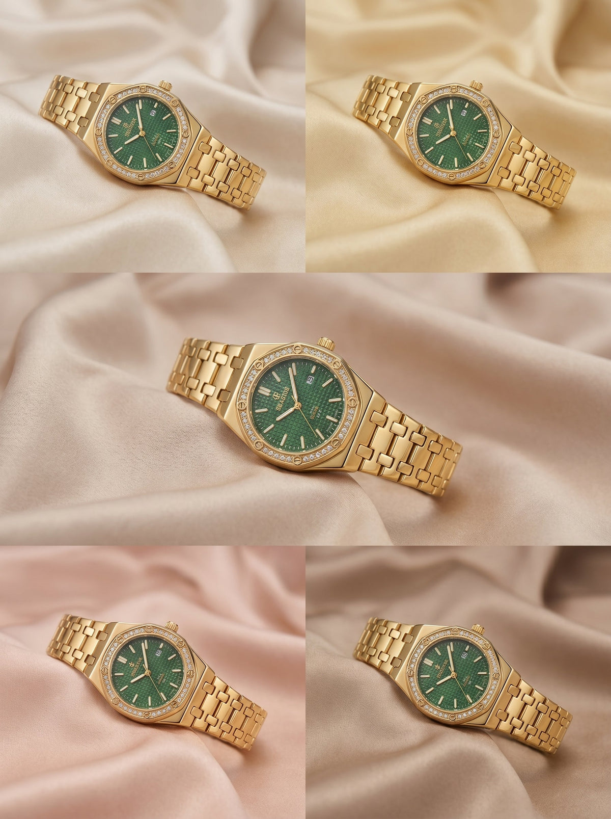 Seastar Golden Premium Women Watch (Green Dial)