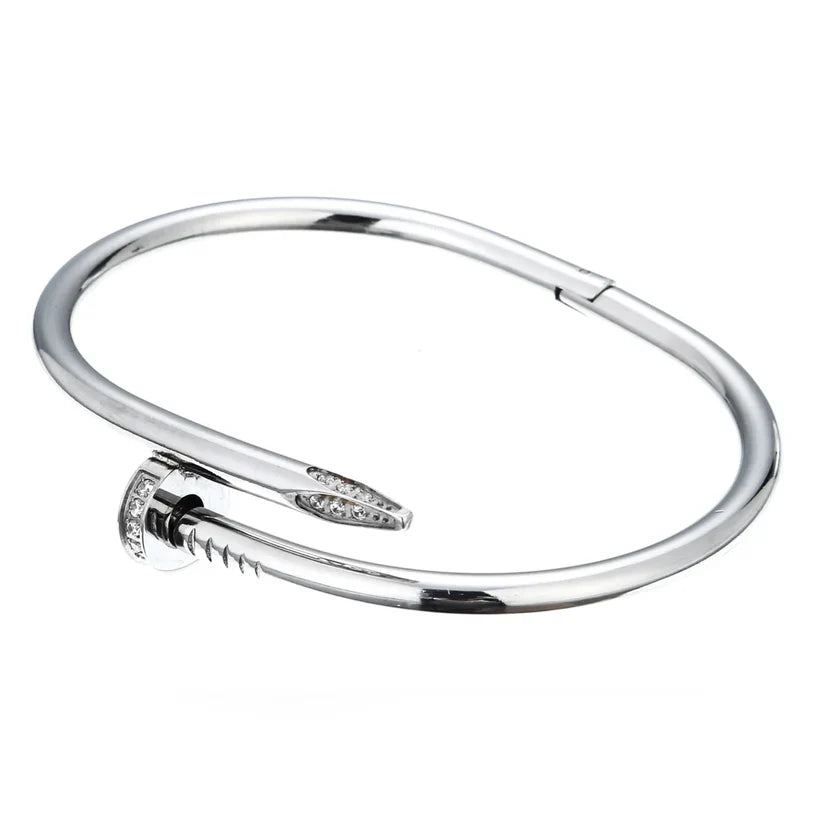 Nail Half Stone Bangle Stainless Steel