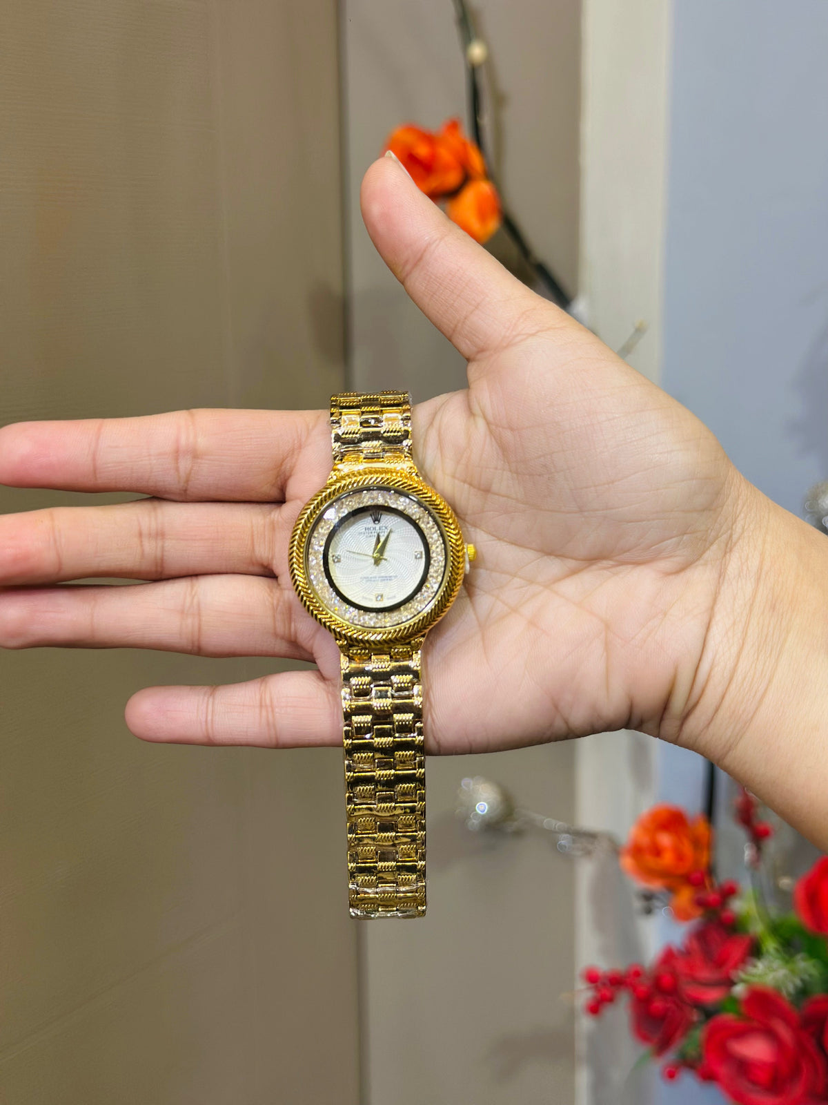 Rolex Premium Golden Women Watch