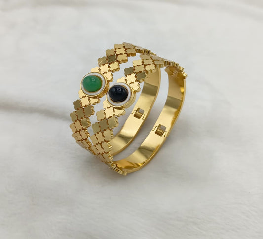 Green And Black Stone Stainless Steel Bracelets