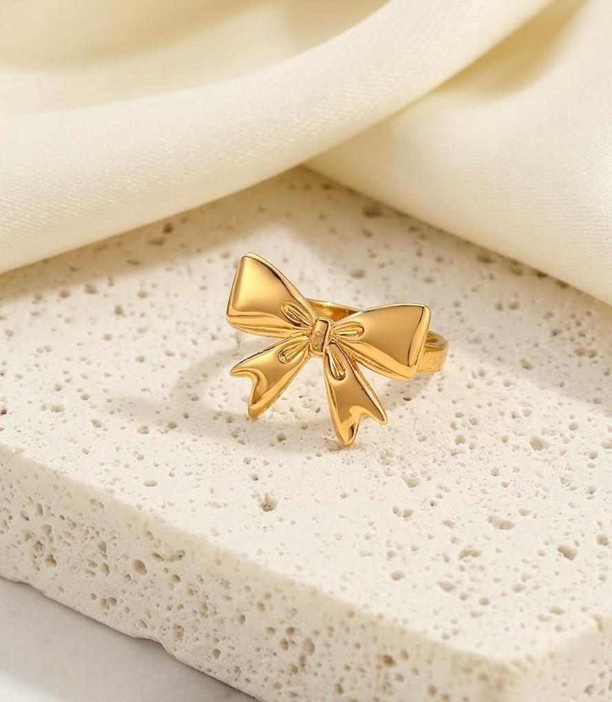 Bow Golden Stainless Steel Ring