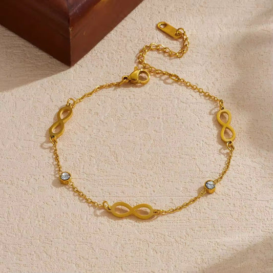 Gold Bracelet With Infinite Symbols Stainless  Steel