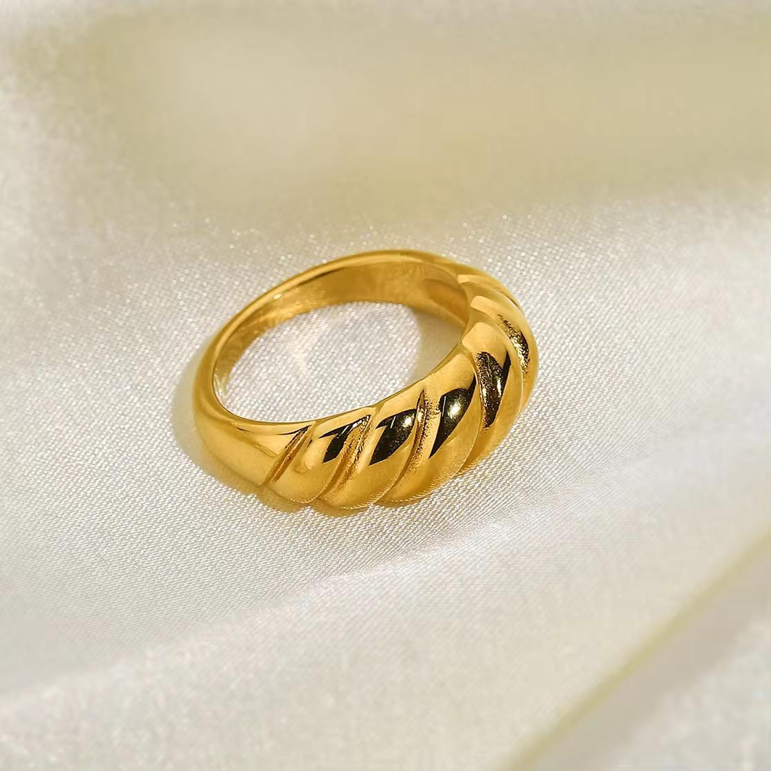 Gold Textured  Ring Design Stainless Steel
