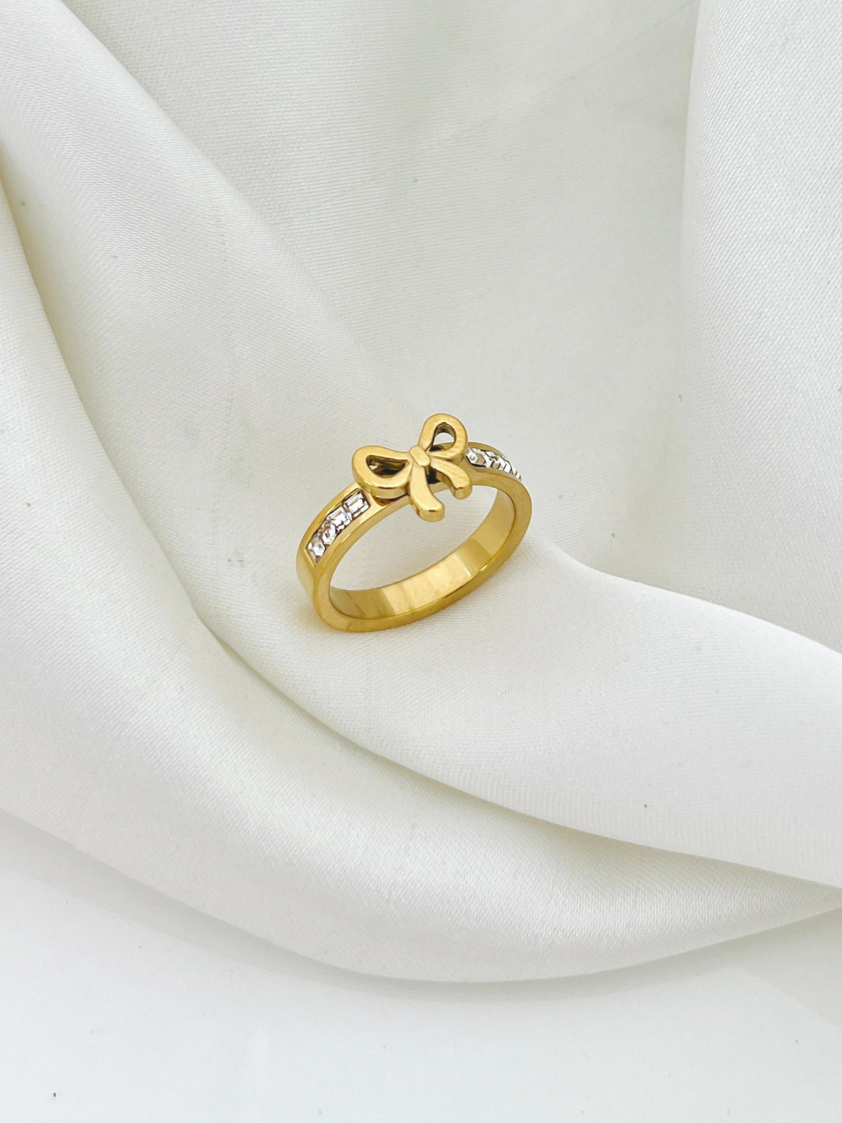 Mini Bow Golden Stainless Steel Ring