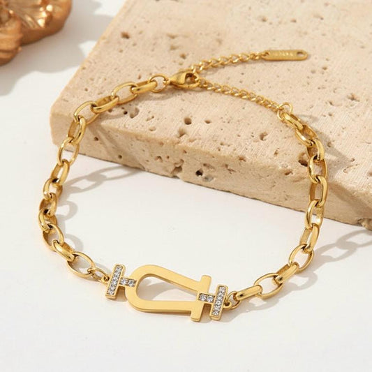 Gold Chain Bracelet With A Clasp Stainless Steel