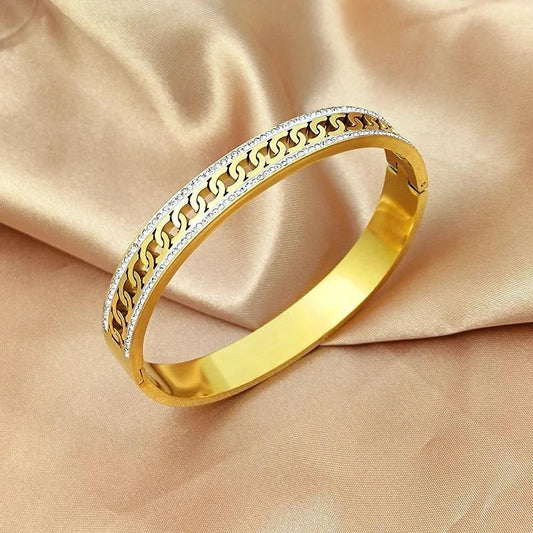 Gold Bracelet With Chain Detail Stainless Steel