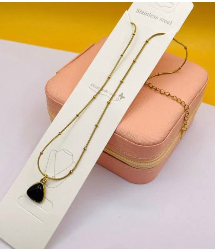 Gold With Black Pendant Stainless Steel
