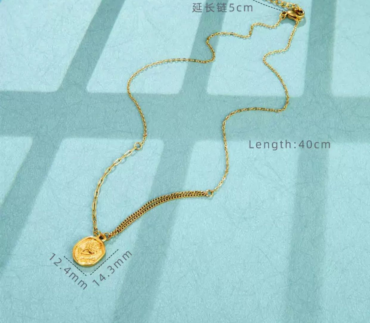 Golden Heart Double Chain Necklace