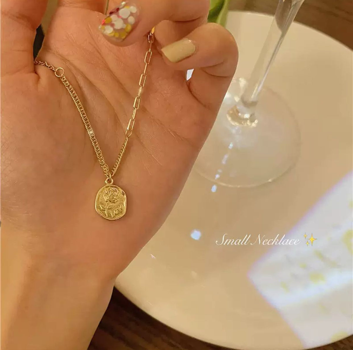 Golden Heart Double Chain Necklace