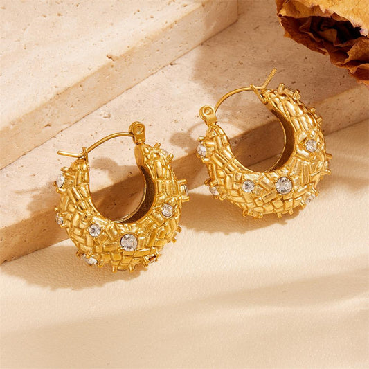 White Stone Stainless Steel Earrings