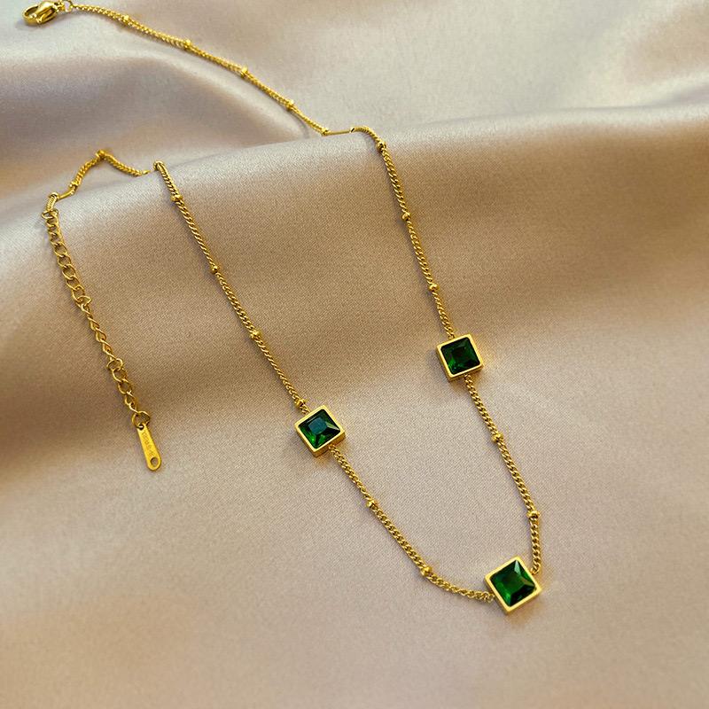 Three Stone Stainless Steel Necklace