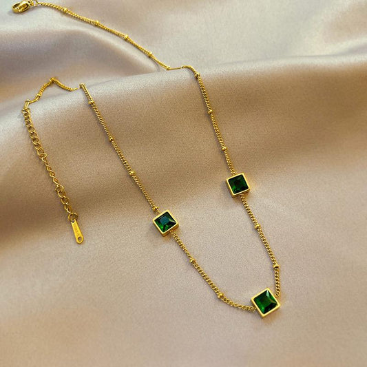 Three Stone Stainless Steel Necklace