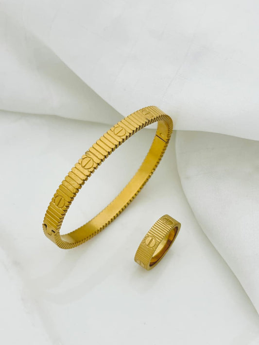 Cartier Stainless Steel Bangle & Ring Set