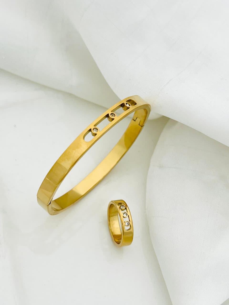 Elite Shine Stainless Steel Bangle & Ring Set