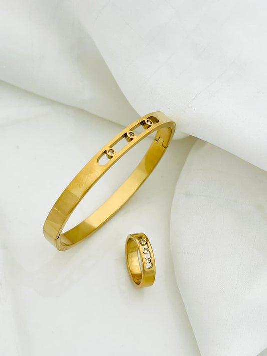 Elite Shine Stainless Steel Bangle & Ring Set