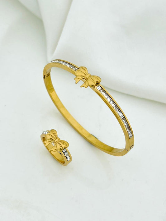 Twinkle Stainless Steel Bangle & Ring Set