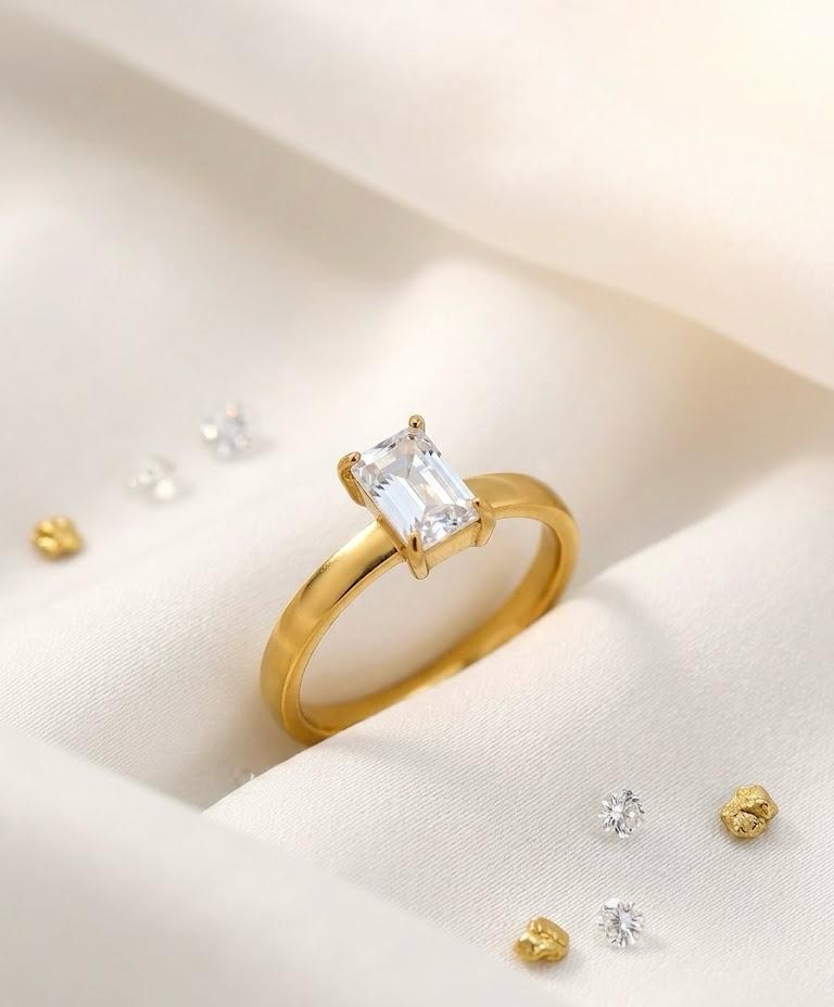 Crystal Drop Stainless Steel Ring