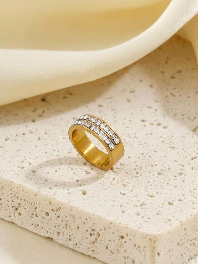 2 layer Stone Ring Stainless Steel