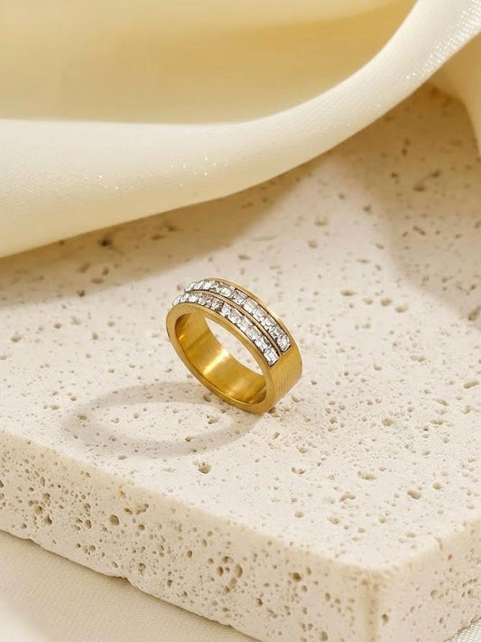 2 layer Stone Ring Stainless Steel