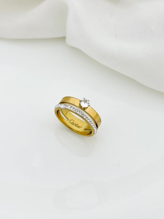 Cartier One Stone Stainless Steel Ring